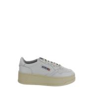 Leren Lage Platform Sneakers Autry , White , Dames