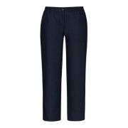 Iridescent Linnen Broek met Elastische Taille Massimo Alba , Blue , Da...