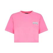 T-Shirt Crop MET Print F**k , Pink , Dames