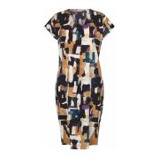 Vrouwelijke Jurk met V-Hals en Print Masai , Multicolor , Dames