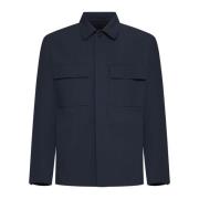 Blauwe Jas Shirt Lardini , Blue , Heren