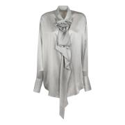 Grijze zijden overhemd met ruchedetail Ermanno Scervino , Gray , Dames