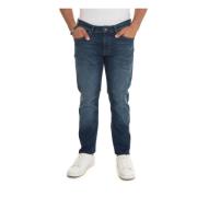 Stone Washed Denim Jeans met Toprits Boss , Blue , Heren