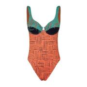 Exotische Monokini met Beugel en Open Rug Me-Fui , Orange , Dames