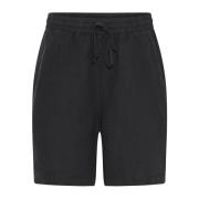 Linnen Shorts Knickers Zwart IN Front , Black , Dames