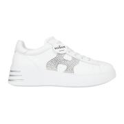 Witte Leren Sneakers met Strass Detail Hogan , White , Dames