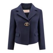 Iconische Logo Virgin Wool Silk Blazer Valentino , Blue , Dames