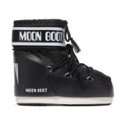 Lage Nylon Sneeuwlaarzen Zwart Logo Moon Boot , Black , Heren