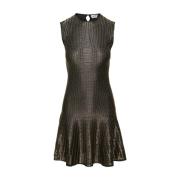 Metallic Geplooide Midi Jurk Mouwloos Alexander McQueen , Gray , Dames