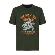 T-Shirt MET Grafische Print F**k , Green , Heren