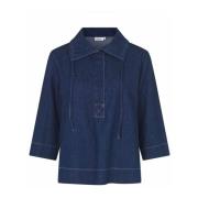 Denim Blouse met 3/4 Mouwen Masai , Blue , Dames