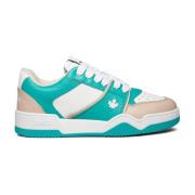 Leaf Logo Sneakers Wit/Groen Water Dsquared2 , Multicolor , Dames