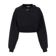 Stijlvol Zwart Katoenen Sweatshirt Off White , Black , Dames