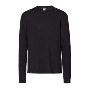 Merino Wool Crewneck Sweater Massimo Alba , Black , Heren