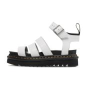 Ademende platformsandalen met gewatteerde kraag Dr. Martens , White , ...