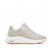 Sportieve Leren Sneaker met Arch Support Skechers , Beige , Dames