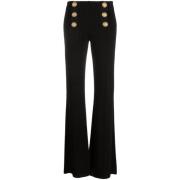 Flared broek met knoopversiering Balmain , Black , Dames