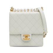 Pre-owned Leather crossbody-bags Chanel Vintage , White , Dames