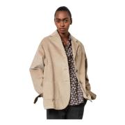 Oversized Caban Jacket met Corduroy Massimo Alba , Beige , Dames