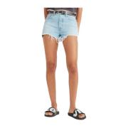 Hoge taille knoop-up dames shorts Levi's , Blue , Dames