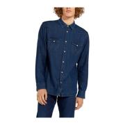 Western Denim Overhemd Wrangler , Blue , Heren