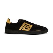 Zwaan suède en lakleren trainers Balmain , Black , Heren