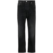 Grijze Katoenen Zwarte Jeans Rechte Pijp Off White , Gray , Heren