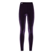 Paarse Fluwelen Leggings met Hexagonaal Embleem Philipp Plein , Purple...