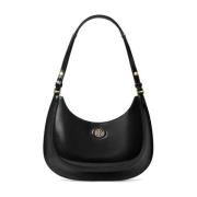 Zwarte leren schoudertas met dubbel T-motief Tory Burch , Black , Dame...