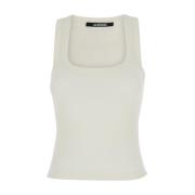 Witte Tanktop Mouwloos Logo Patch Jacquemus , White , Dames