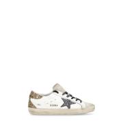 Witte Leren Glitter Ster Sneakers Golden Goose , White , Dames