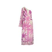 Crème Maxi Jurk met Roze Print Fabienne Chapot , Multicolor , Dames