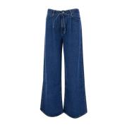 Wide Leg Drawstring Jeans Frame , Blue , Dames