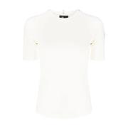 Logo Print Stretch Jersey T-Shirt Moncler , White , Dames