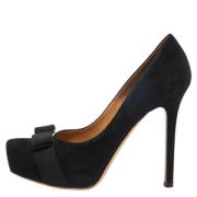 Pre-owned Suede heels Salvatore Ferragamo Pre-owned , Black , Dames