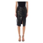 Zwarte Lam Twist Potlood Rok Saint Laurent , Black , Dames