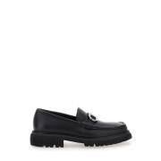 Zwarte Leren Loafers met Metalen Detail Salvatore Ferragamo , Black , ...