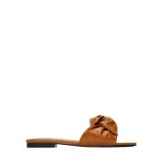 Luxe Karamel Knoop Slides By FAR , Brown , Dames