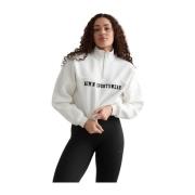 Gezellige Varsity Sweatshirt Half Zip Aim'n , White , Dames