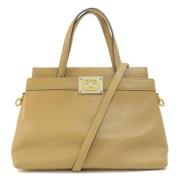 Pre-owned Leather handbags Gucci Vintage , Beige , Dames