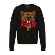 Intarsia-Knit Logo Crew Neck Sweater Dsquared2 , Black , Heren