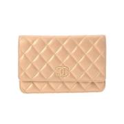 Pre-owned Leather wallets Chanel Vintage , Pink , Dames