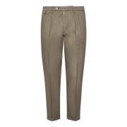 Slim Fit Mud-Colored Cotton Trousers Michael Coal , Beige , Heren