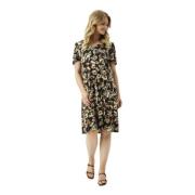 Lucy Dress Papillon Sleeves Zwart IN Front , Multicolor , Dames