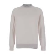 Beige Merino Sweater Dubbele Kraag Eleventy , Beige , Heren