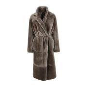 Taupe Shearling Winterjas Blancha , Beige , Dames