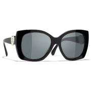 Cc5519 Zonnebril in Zwart en Grijs Chanel , Black , Dames