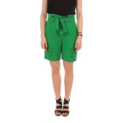 Hoge Taille Groene Geplooide Shorts Twinset , Green , Dames