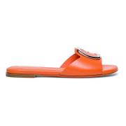 Leren Slide Sandaal Santoni , Orange , Dames