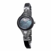 Grijze Leren Dames Quartz Horloge Emporio Armani , Gray , Dames